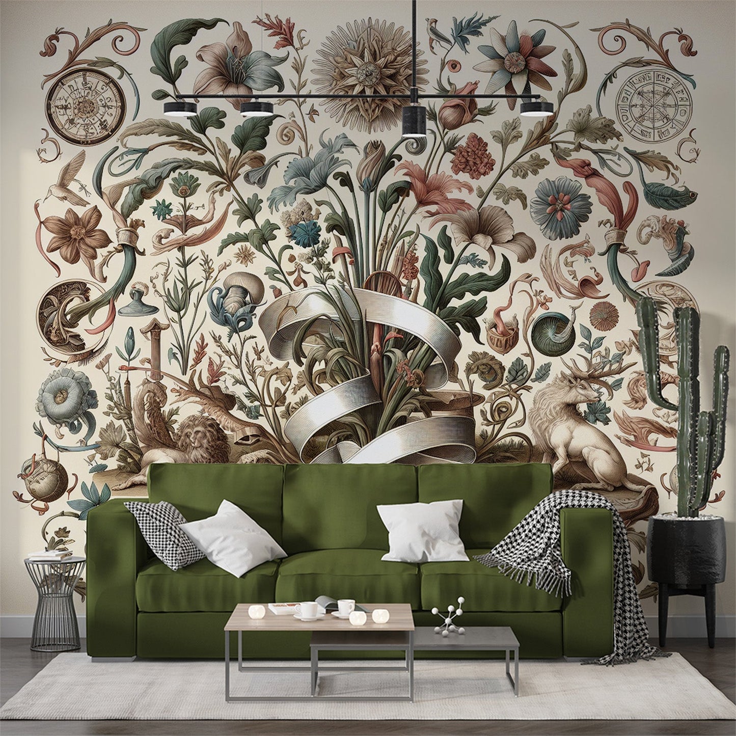 Art Deco Tapete | Vintage Laub und abstrakte Formen Tapete