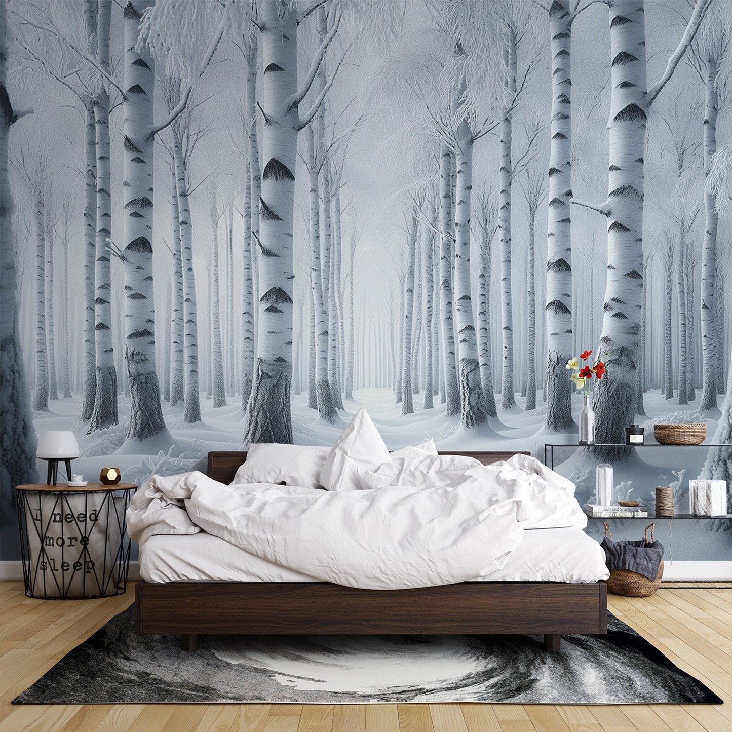 Tapete Birke | Realistischer Schneewald