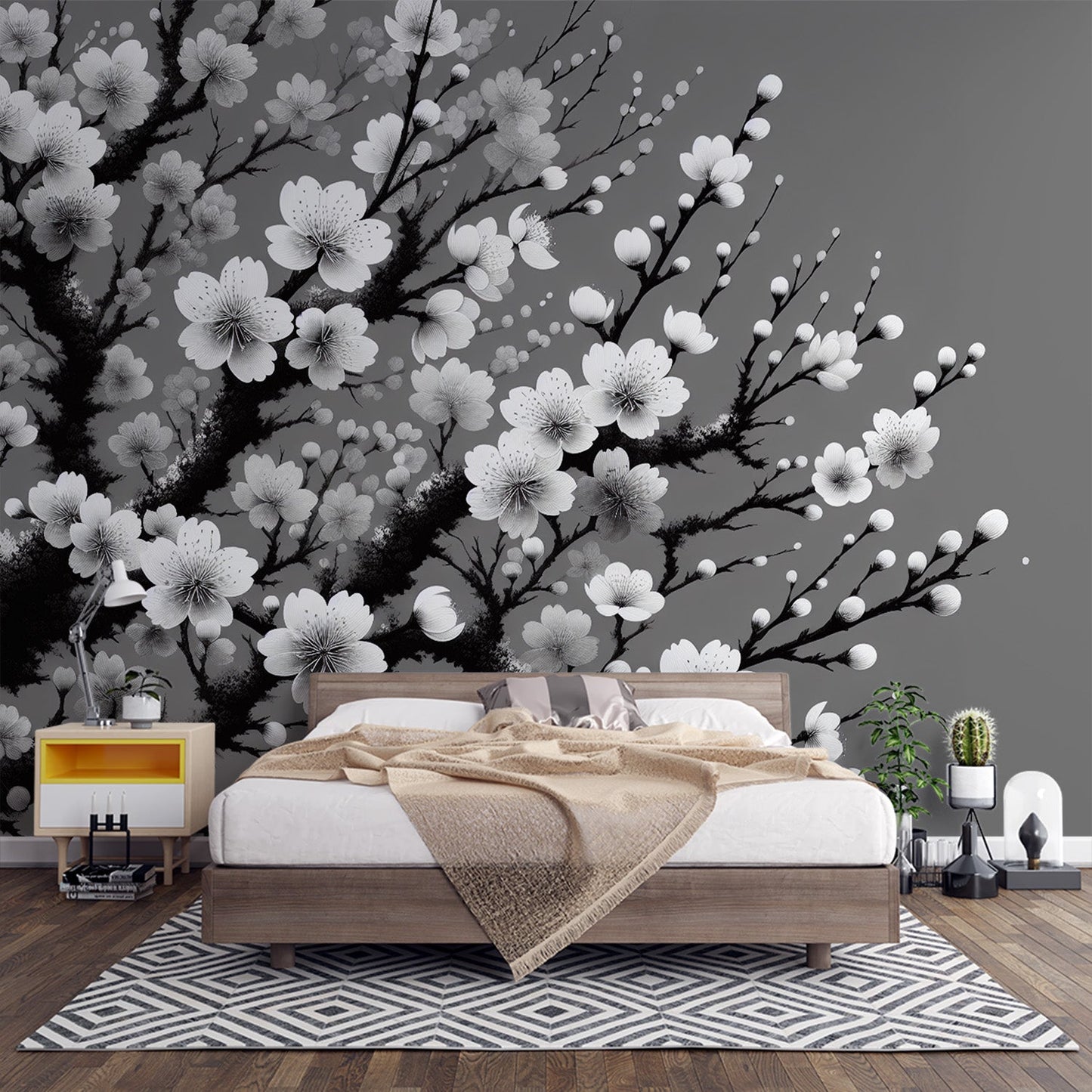 Kirschblüten Tapete | Offene und geschlossene Blumen