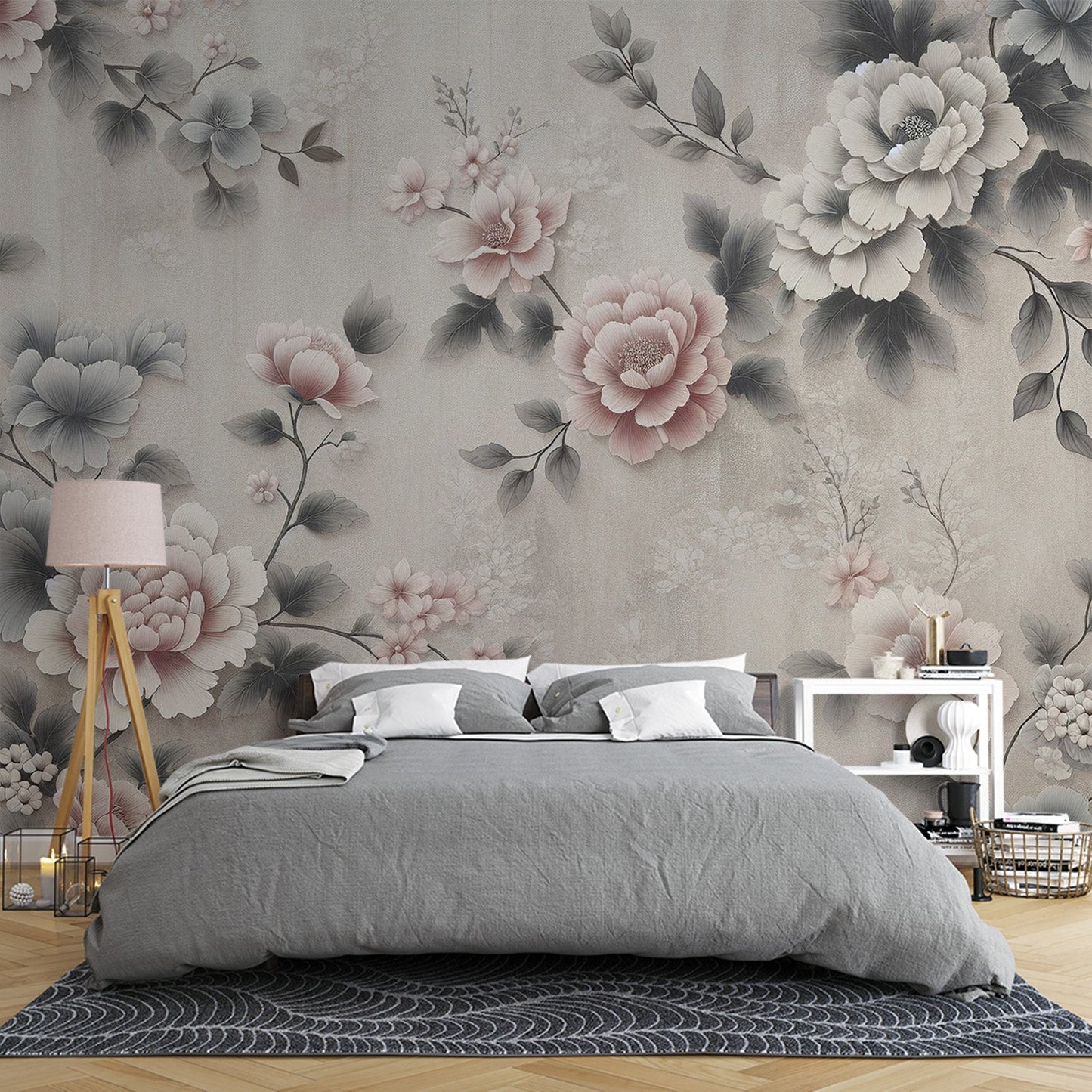 Tapete Blumen Vintage | Rosa und weiße Blütenblätter auf vintage Hintergrund