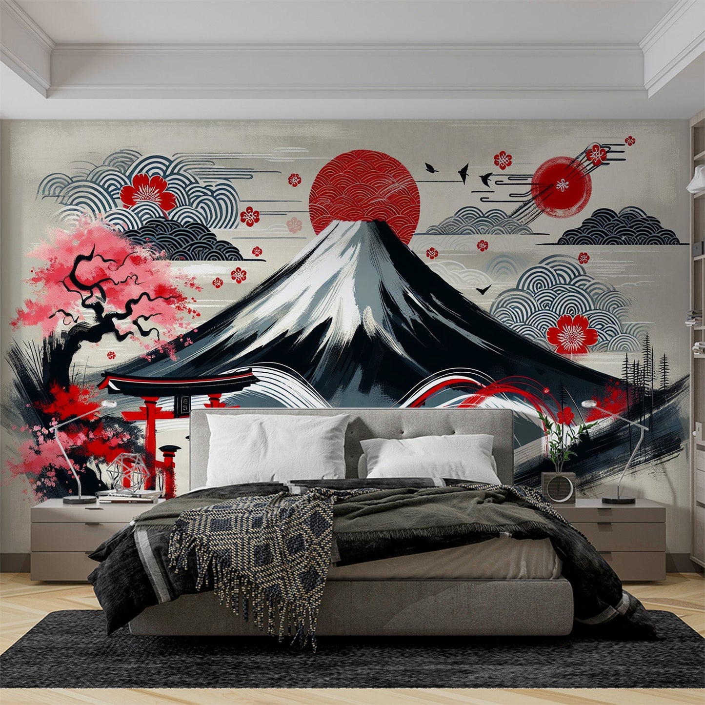 Japanische Tapete | Mont Fuji und traditionelles japanisches Design