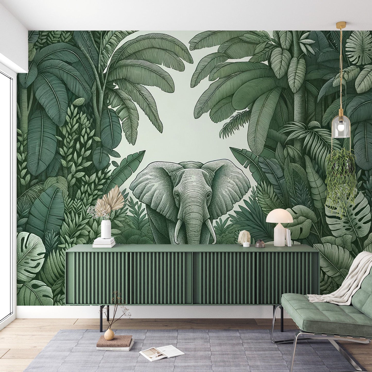 Dschungel Tapete | Elefant inmitten des Laubs