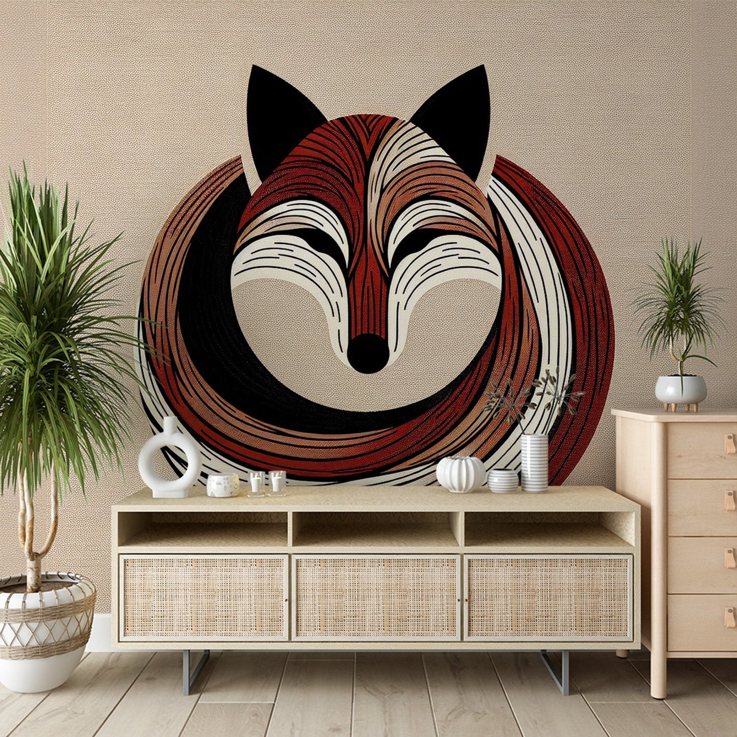 Fuchs Tapete | Vintage beige Hintergrund