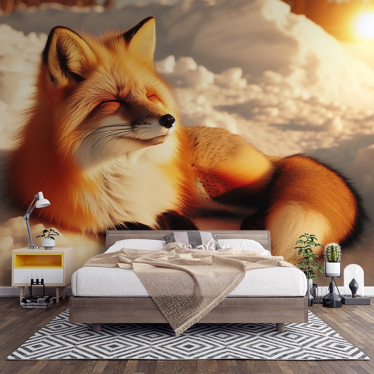 Fuchs Tapete | Sonne und schneebedeckter Boden