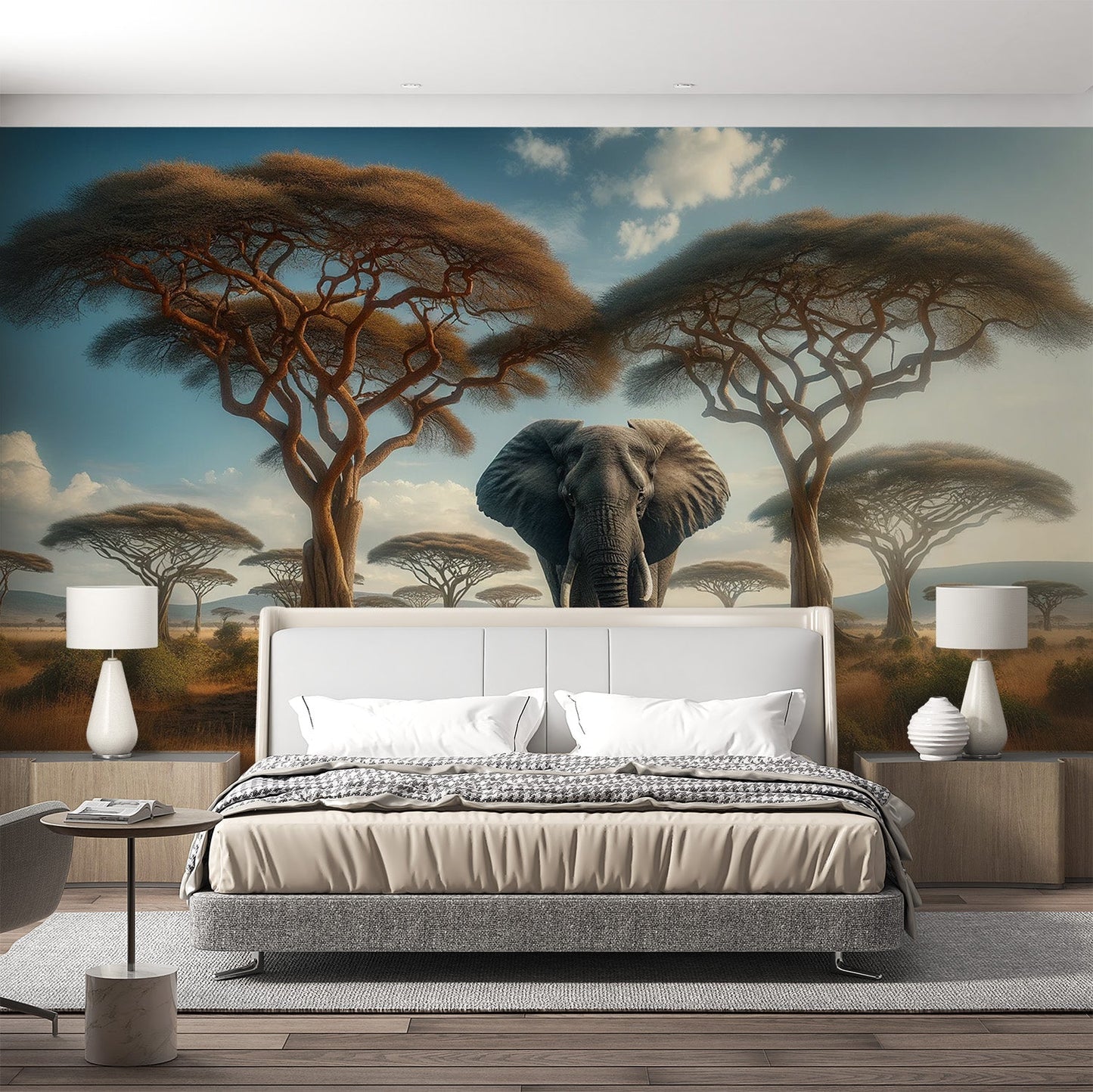 Tapete Afrika | Elefant in der Mitte der Savanne