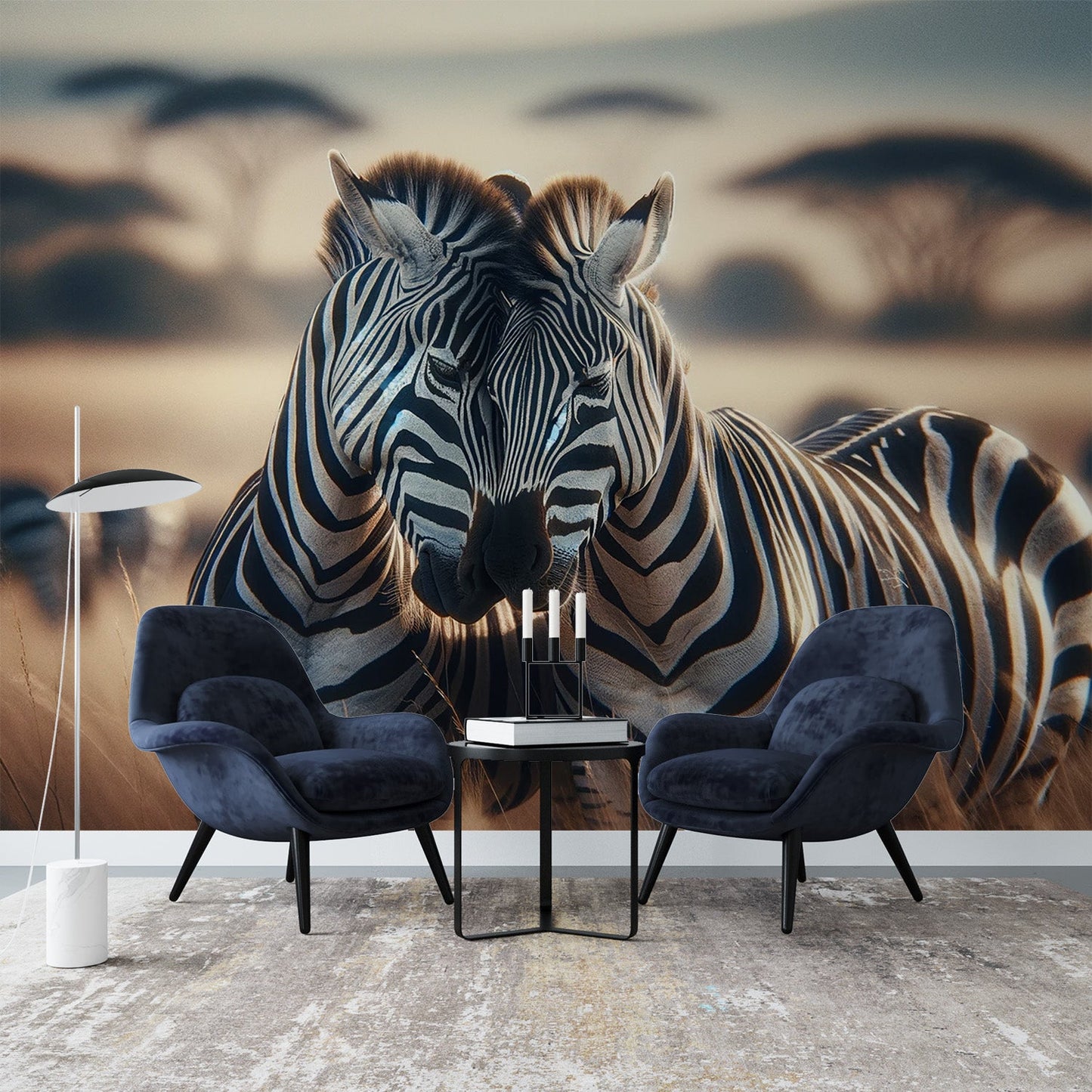 Zebra Tapete | Zärtlichkeit in der Savanne