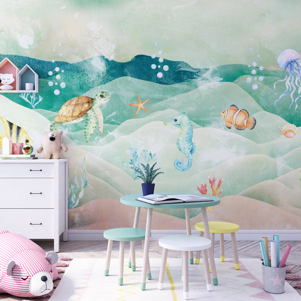 Tapete Kinderzimmer | Fische und Meeresgrund Nr. 009