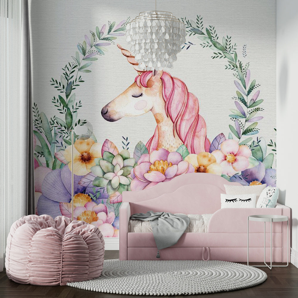 Tapete Kinderzimmer | Panoramabild Einhorn Nr. 036