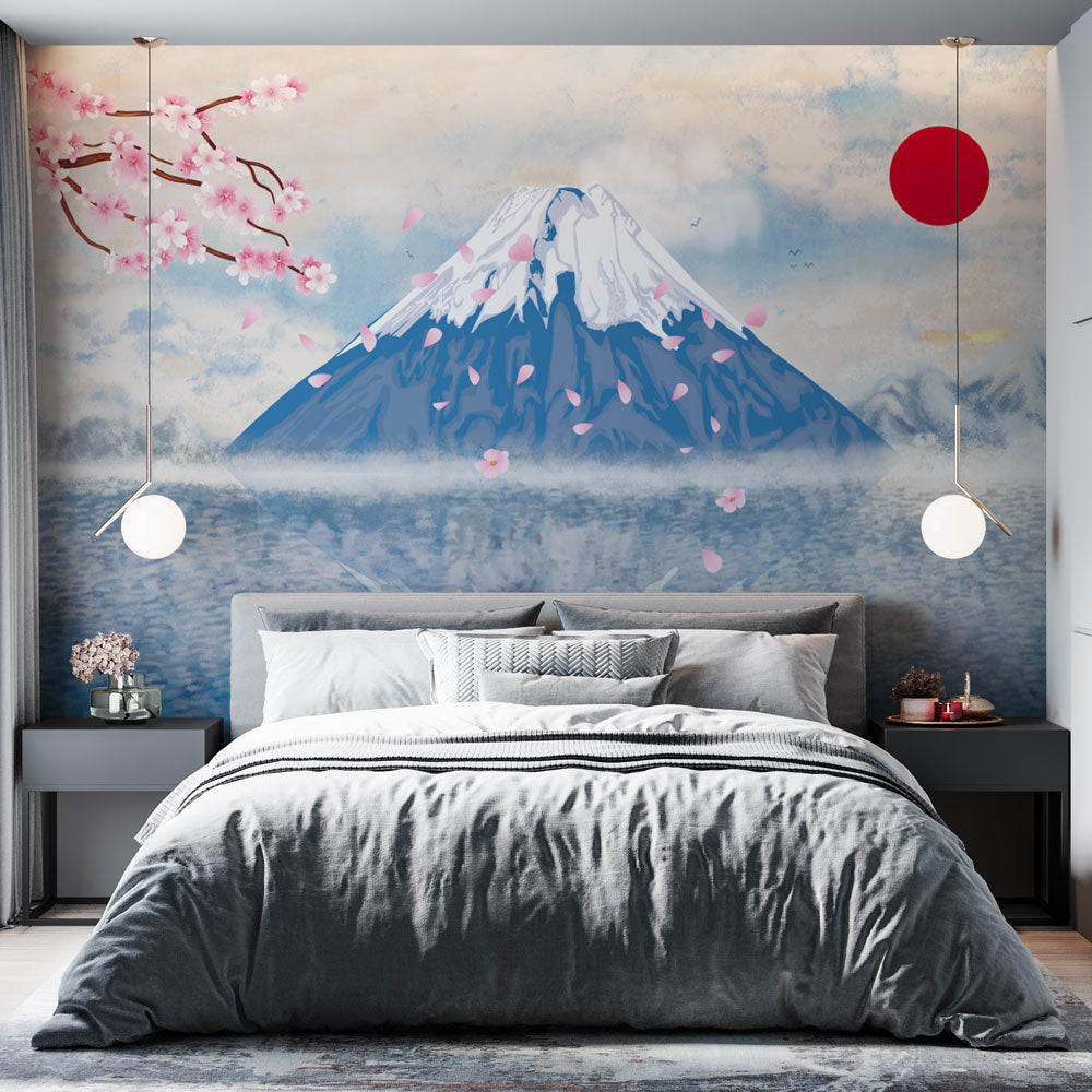Japanische Tapete | Mont Fuji und blühende Kirschblüte Nr. 006
