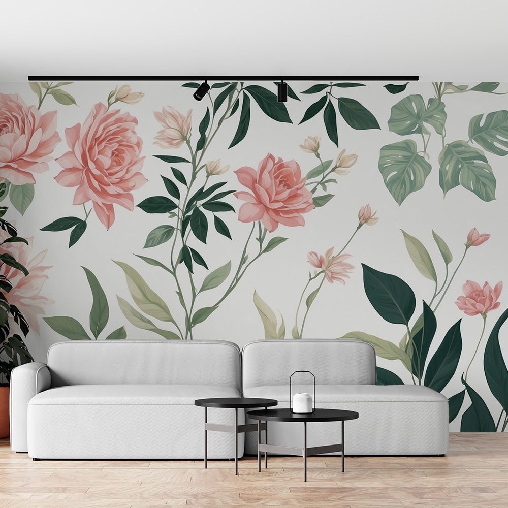 Tapete Blumen | Rosen und Grün