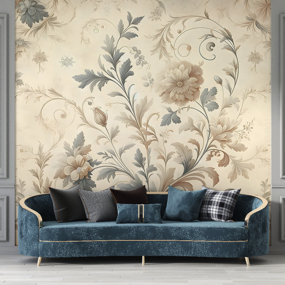 Tapete Blumen Vintage | Tanzende Blumen