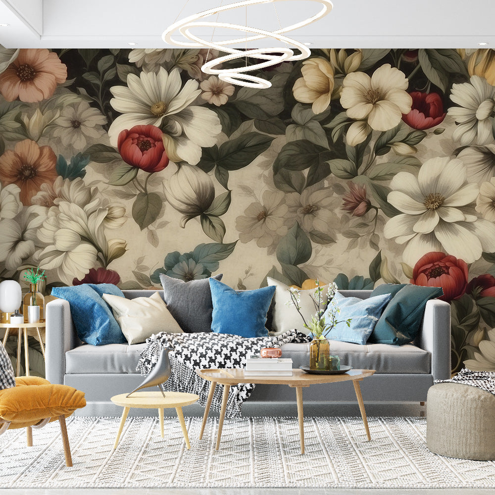 Tapete Blumen Vintage | Matt und Design-Tapete