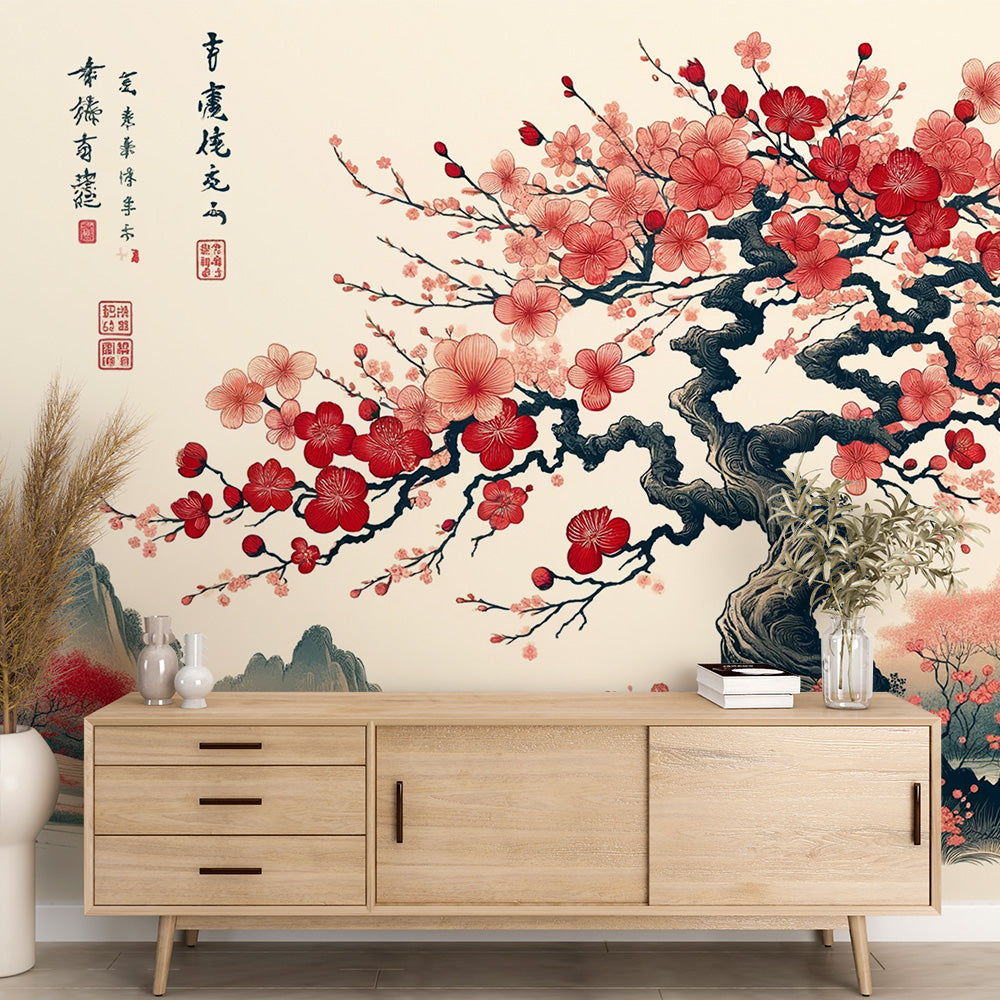 Japanische Tapete | Mit bergigem Design