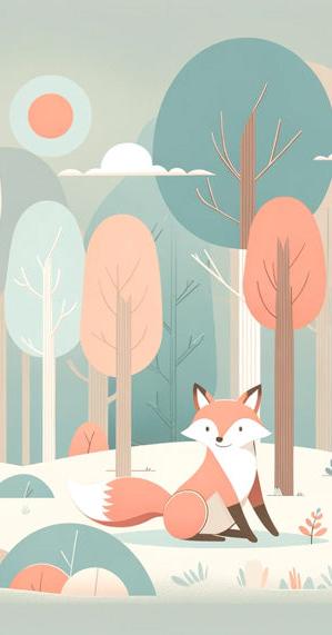 Tapete Fuchs | Bunte Waldtapete