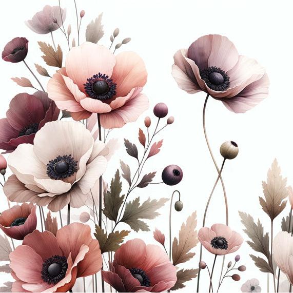 Tapete Blumen | Vintage rosa und weiße Blumentapete