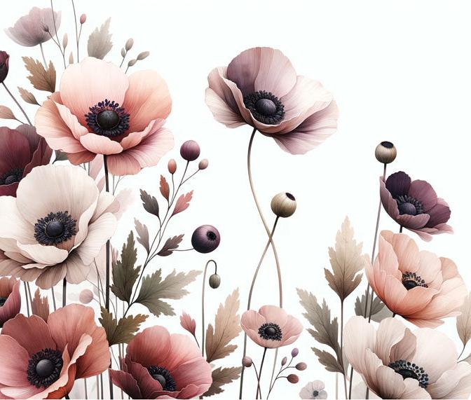 Tapete Blumen | Vintage rosa und weiße Blumentapete