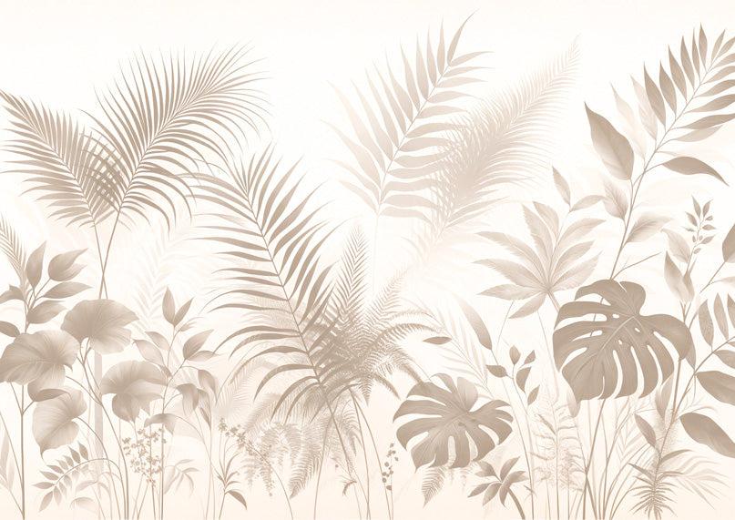 Tapete Blätter beige | Vintage-Design mit verschiedenen Blattmotiven