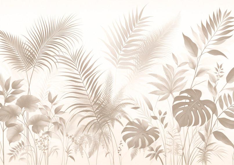 Tapete Blätter beige | Vintage-Design mit verschiedenen Blattmotiven