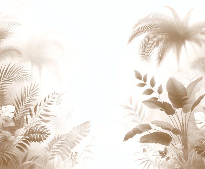 Tapete Blätter beige | Tapete mit Blättern und Palmen im Tropenstil