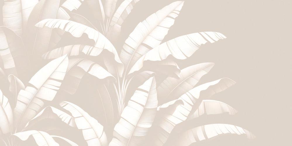 Tapete Blätter beige | Weiße Bananenblätter auf beigem Hintergrund