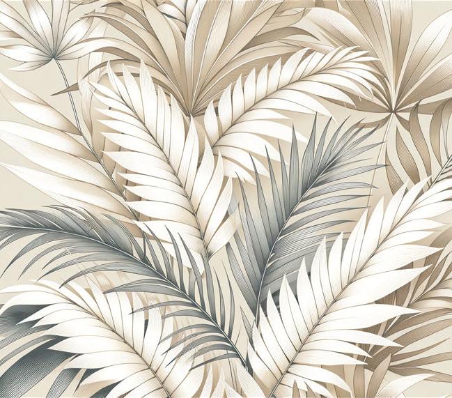 Tapete Blätter beige | Tapete mit beigen Palmenblättern