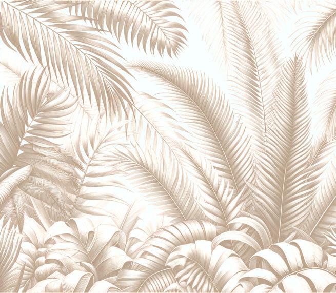 Tapete Blätter beige | Tapete mit Dschungel-Palmenblättern