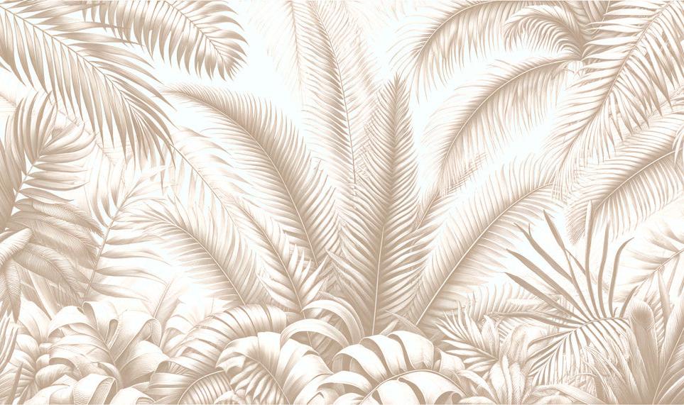 Tapete Blätter beige | Tapete mit Dschungel-Palmenblättern