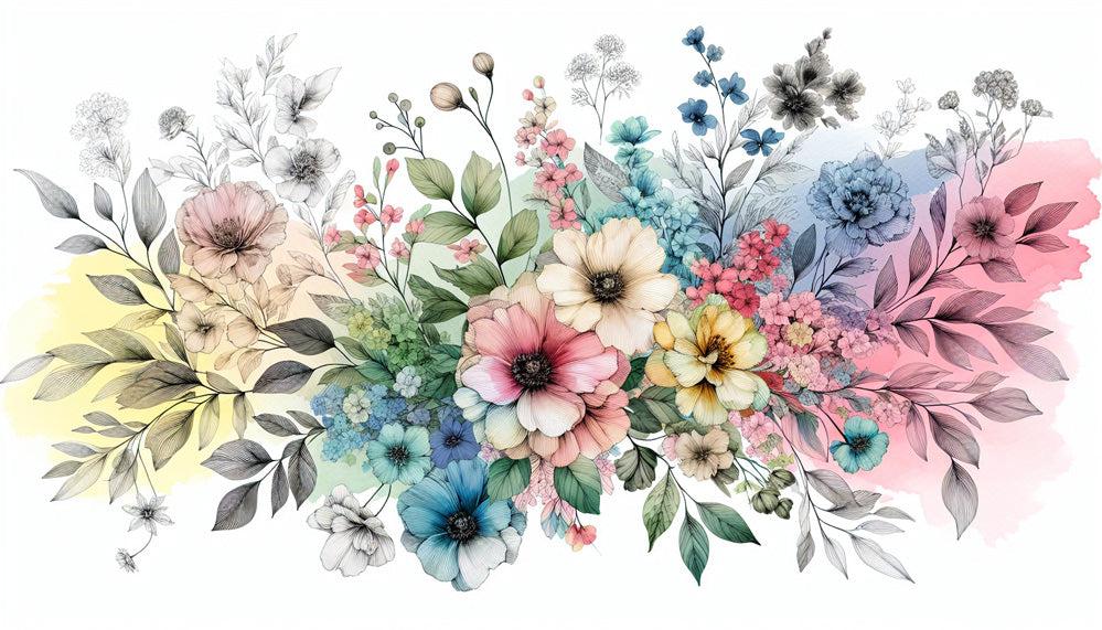 Tapete Blumen | Vintage Blumen und bunte Hintergrund Tapete