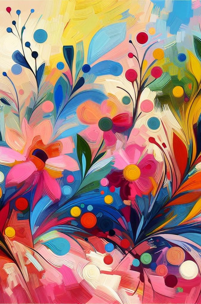 Tapete Blumen Rosa | Bunte moderne Kunst Tapete