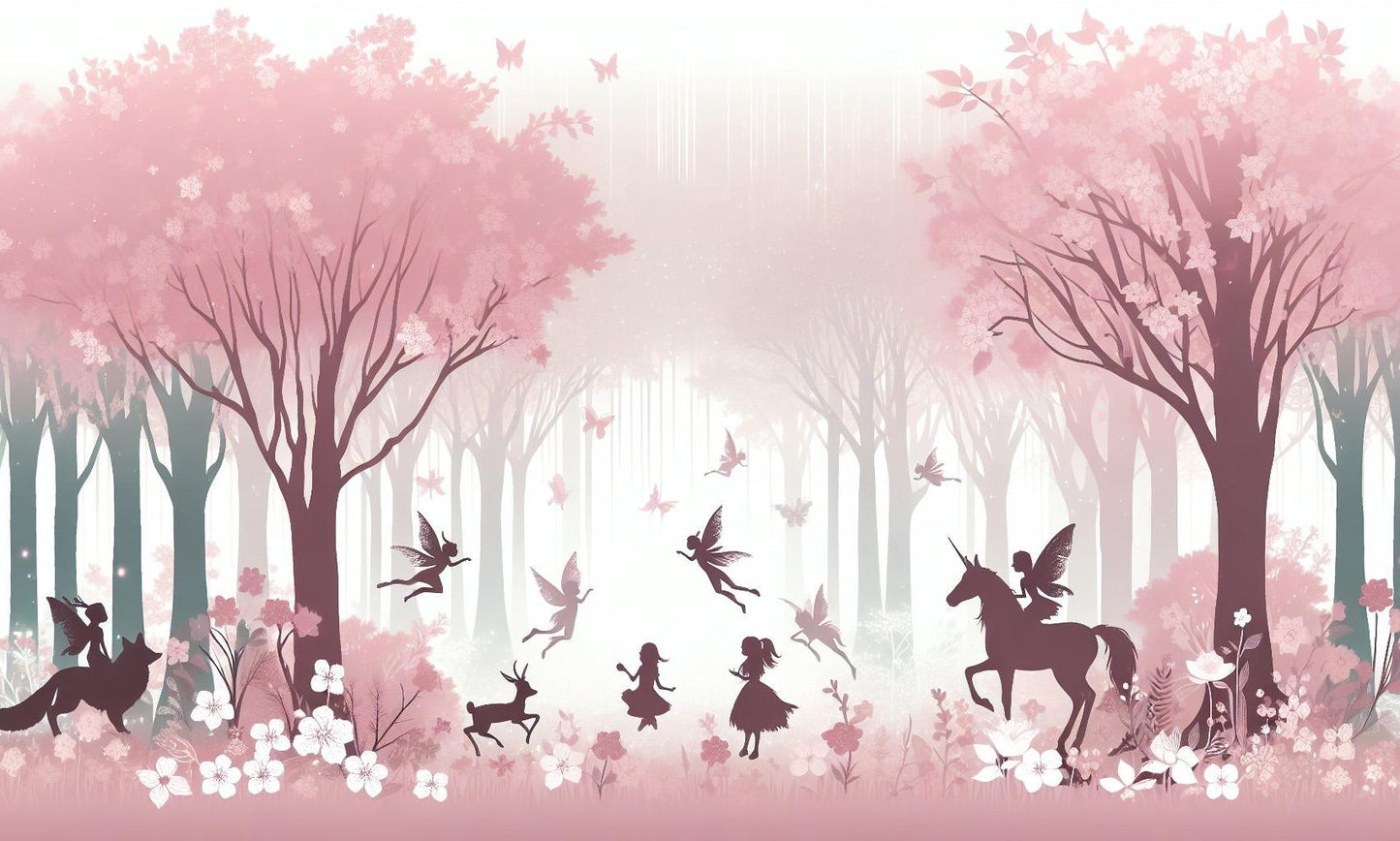 Einhorn Tapete | Fee, Einhorn und Fantasietiere im Wald