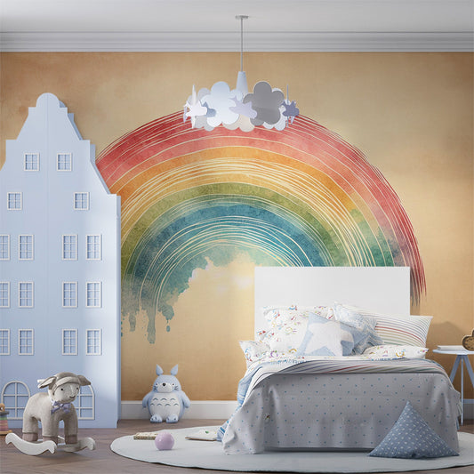 Regenbogen Tapete | Bunte Aquarell auf gealtertem Vintage-Hintergrund