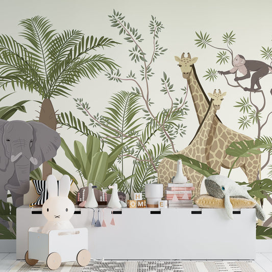 Tapete Dschungel | Giraffen-Elefant Nr. 031