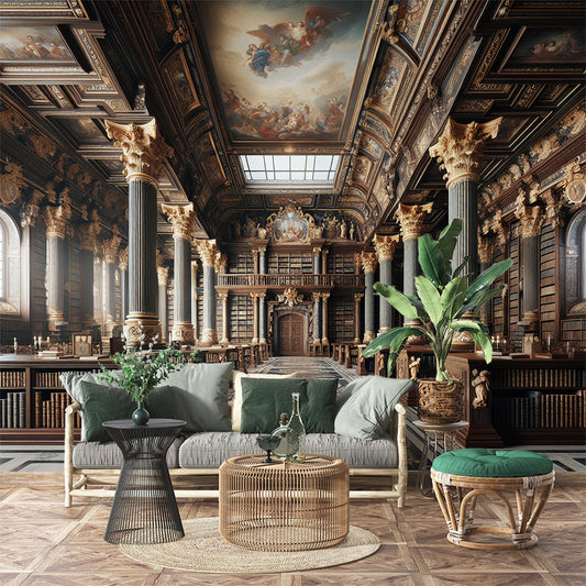 3D Tapete | Alte und majestätische Bibliothek