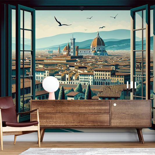 3D Tapete | Blick auf eine Darstellung der Stadt Florenz