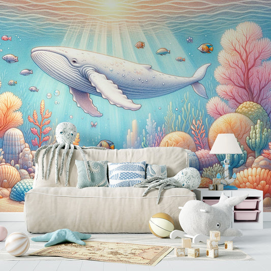 Tapete Wal | Korallen und bunte Fische