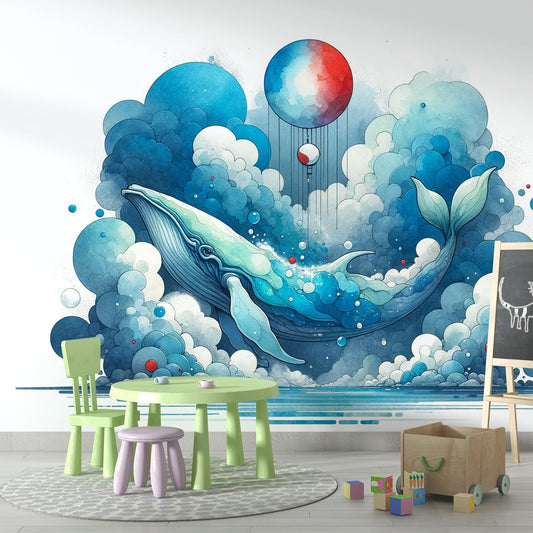 Tapete Wal | Wolke und bunte Kugel Tapete