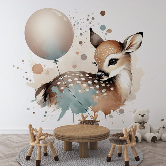 Tapete Hirsch | Aquarell Hirsch und Ballon