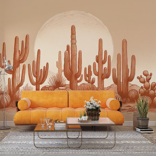 Kaktus Tapete | Terrakotta Sonnenuntergang
