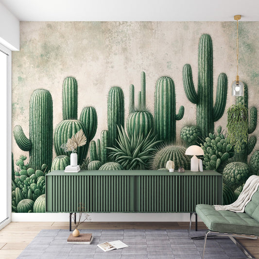 Kaktus Tapete | Beschädigte und Vintage Tapete