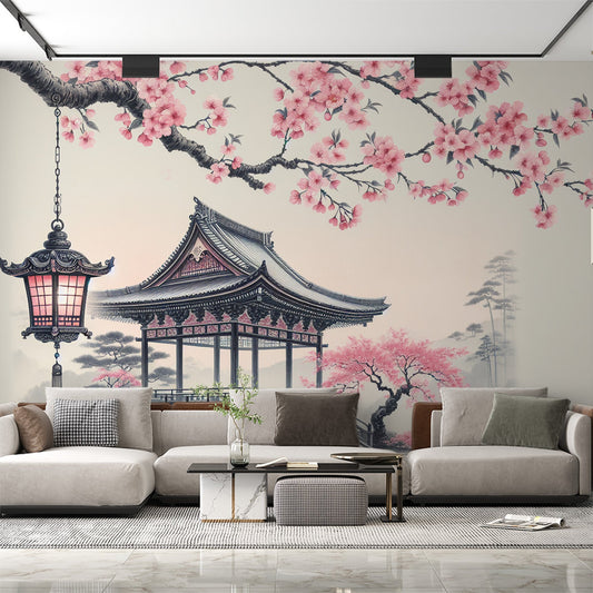Kirschblüten Tapete | Laterne und traditionelle japanische Hütte