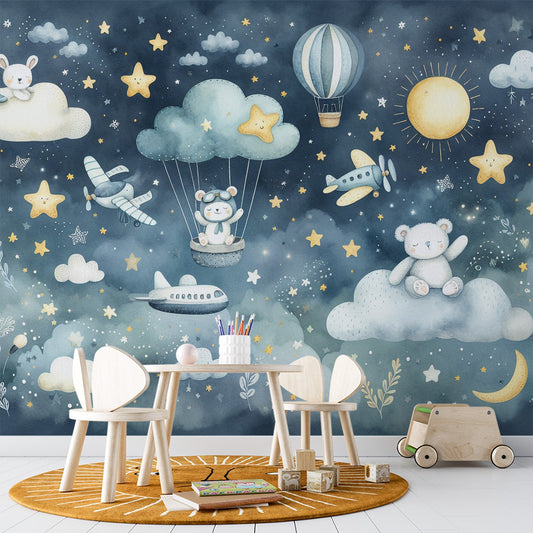 Tapete Kinderzimmer | Bären in den Wolken