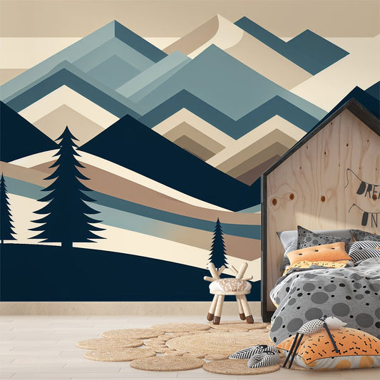 Tapete Kinderzimmer | Geometrische Berg Relief