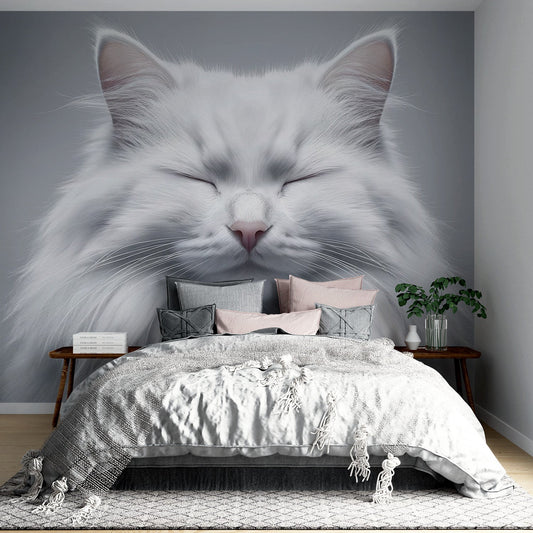 Katze Tapete | Nahansicht weißes Angorakaninchen