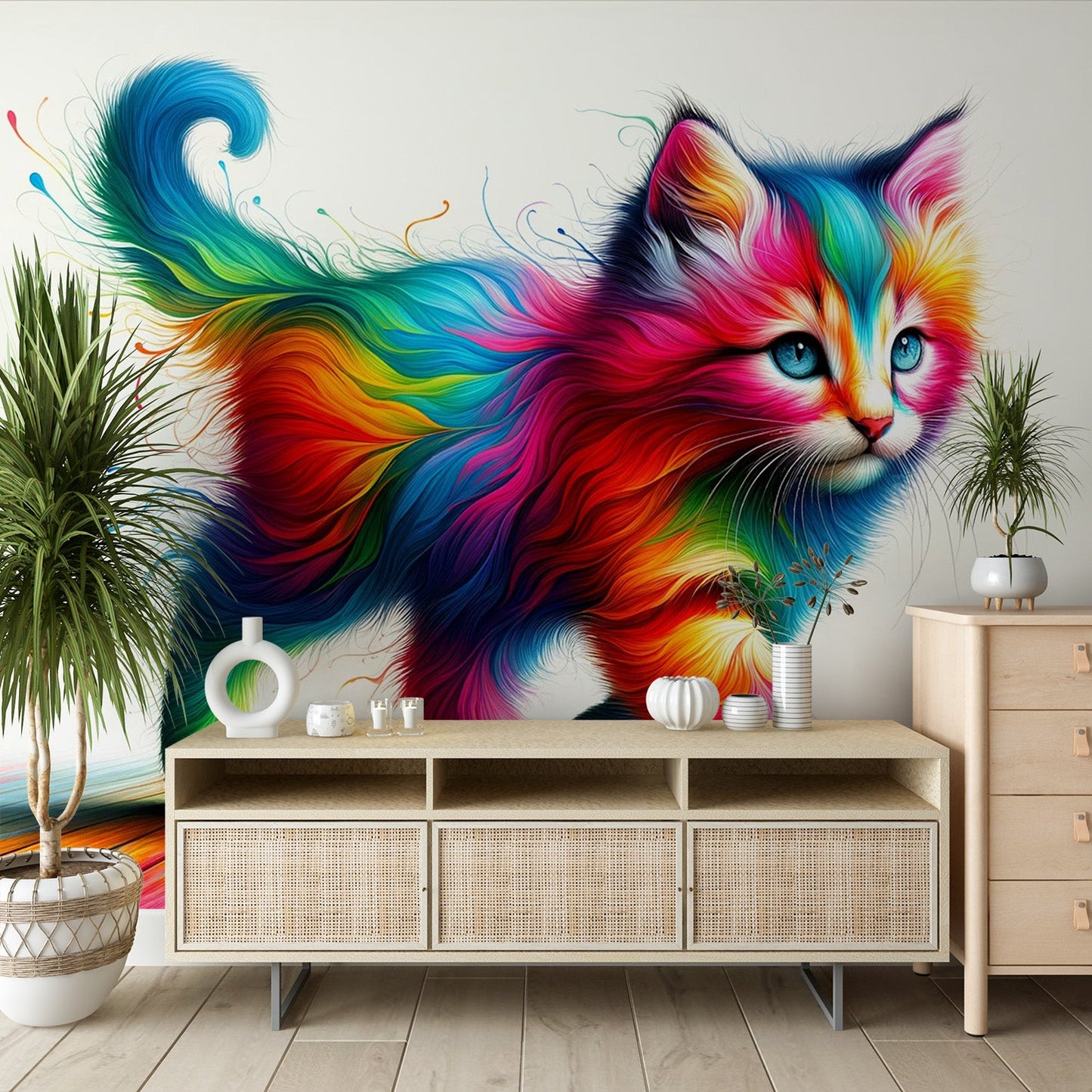 Katze Tapete | Bunte Haare