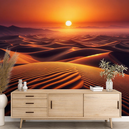 Tapete der Düne | Fotografie eines Sonnenuntergangs mitten in der Wüste