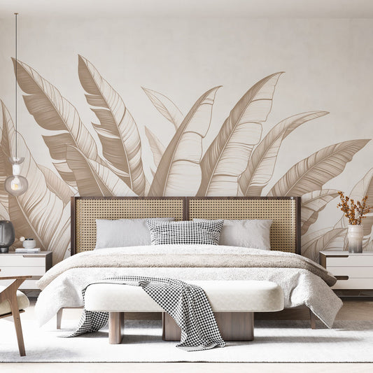 Tapete Blätter beige | Bananenblätter-Design Tapete
