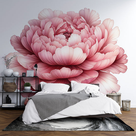 Tapete Blumen Rosa | Minimalistische offene rosa Chrysantheme