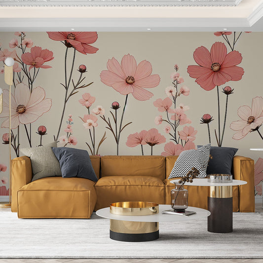 Tapete Blumen Rosa | Rote und rosa Magnolienzweige