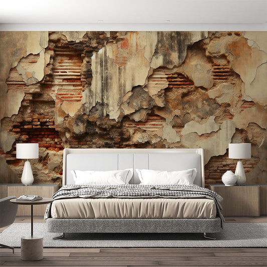 Stein Tapete | Wand mit beschädigtem Putz