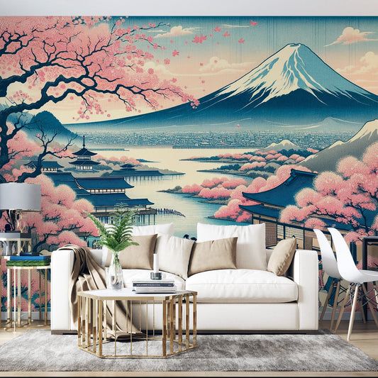 Japanische Tapete | Landschaft Mont Fuji in Malerei
